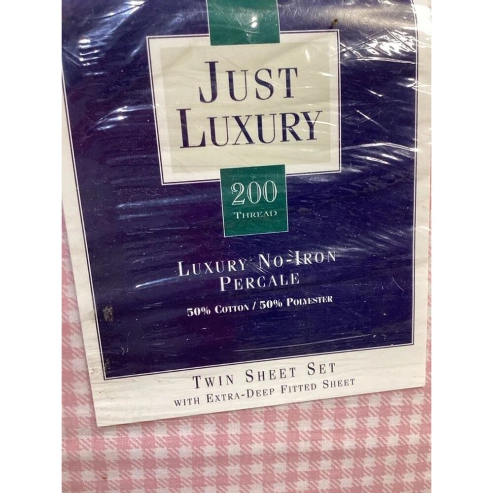 Dan River Inc Vintage Just Luxury Twin Sheet Set Derby Check (pink & white)